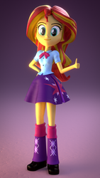 Size: 1080x1920 | Tagged: safe, artist:creatorofpony, sunset shimmer, twilight sparkle, equestria girls, g4, 3d, 3d model, blender, boots, clothes, clothes swap, shoes, skirt, thumbs up, twilight sparkle's boots, twilight sparkle's clothes, twilight sparkle's skirt