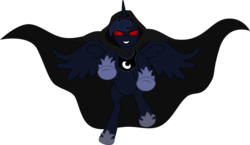 Size: 7300x4230 | Tagged: safe, artist:sir-teutonic-knight, princess luna, g4, absurd resolution, cape, clothes, female, glowing eyes, nightmare luna, red eyes, simple background, solo, transparent background, vector