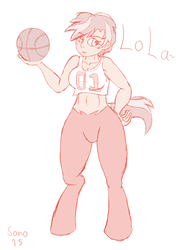 Size: 1024x1438 | Tagged: safe, artist:sono, oc, oc only, oc:lola seed, satyr, basketball, clothes, jersey, parent:babs seed, sketch