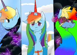 Size: 720x512 | Tagged: safe, artist:mlpfimcp, rainbow dash, alicorn, pony, g4, alicornified, race swap, rainbowcorn, space, storm