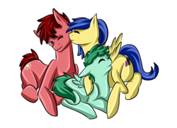 Size: 1800x1300 | Tagged: safe, artist:sparksofdiscord, oc, oc only, oc:melody star, oc:north star, oc:wineberry, family, parent:oc:north star, parent:oc:wineberry, parents:winestar, snuggling, winestar