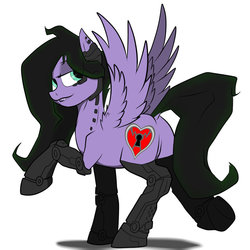 Size: 894x894 | Tagged: safe, oc, oc only, oc:darklight, cyborg, pegasus, pony, augmented, crossover, cutie mark, deus ex, deus ex: human revolution, featureless crotch, looking back, spread wings