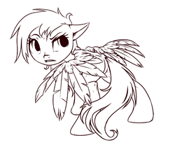 Size: 952x800 | Tagged: safe, artist:inlucidreverie, rainbow dash, g4, female, lineart, monochrome, solo, wip