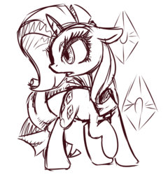 Size: 610x635 | Tagged: safe, artist:inlucidreverie, rarity, pony, unicorn, g4, female, mare, monochrome, sketch, solo