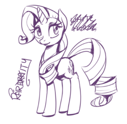 Size: 600x585 | Tagged: safe, artist:inlucidreverie, rarity, pony, unicorn, g4, female, mare, monochrome, sketch, solo