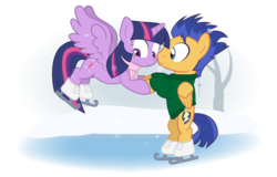 Size: 1000x640 | Tagged: safe, artist:dm29, flash sentry, twilight sparkle, alicorn, pony, g4, female, ice skates, male, mare, ship:flashlight, shipping, simple background, straight, transparent background, twilight sparkle (alicorn)