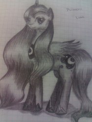 Size: 768x1024 | Tagged: safe, princess luna, g4, graph paper, monochrome, sketch, traditional art