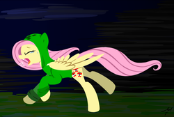 Size: 856x576 | Tagged: safe, artist:milchik, fluttershy, pegasus, pony, g4, altered cutie mark, clothes, creeper, creepershy, crying, eyes closed, female, hoodie, open mouth, screaming, solo