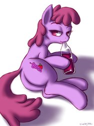 Size: 960x1280 | Tagged: safe, artist:swaetshrit, berry punch, berryshine, earth pony, pony, g4, bedroom eyes, berry butt, bottle, butt, female, mare, plot, solo