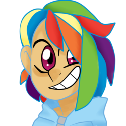 Size: 500x500 | Tagged: safe, artist:endergirl, rainbow dash, human, g4, female, humanized, simple background, solo, transparent background