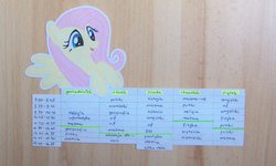 Size: 1024x616 | Tagged: safe, artist:oceanbreezebrony, artist:unkindangel, fluttershy, g4, female, photo, polish, schedule, school, solo