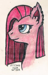 Size: 720x1109 | Tagged: safe, artist:mane-shaker, pinkie pie, g4, colored, ear fluff, female, pinkamena diane pie, solo, traditional art, watercolor painting