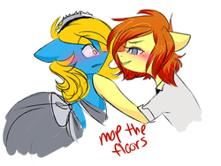 Size: 500x375 | Tagged: safe, artist:sugarberry, oc, oc:internet explorer, ask-firefox, blushing, browser ponies, female, firefox, internet explorer, lesbian, ponified, shipping