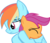 Size: 3034x2632 | Tagged: safe, artist:feralhamster, rainbow dash, scootaloo, g4, high res, hug, sad, scootalove, simple background, transparent background, vector