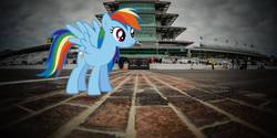 Size: 1600x800 | Tagged: safe, rainbow dash, g4, indianapolis 500, irl, photo, ponies in real life, race track