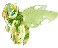 Size: 1500x1247 | Tagged: safe, artist:blackfreya, bee, beeling, changeling, flying, green changeling, simple background, solo, transparent background