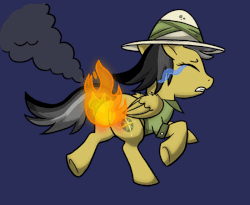 Size: 700x575 | Tagged: safe, artist:metallicumbrage, daring do, pony, g4, abuse, animated, burned, burned butt, butt, butt fire, crying, daring donk, female, fire, literal butthurt, on fire, pain, plot, running, solo