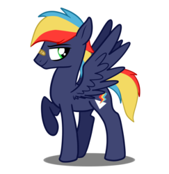 Size: 882x907 | Tagged: safe, artist:mishti14, oc, oc only, oc:prism bolt, pegasus, pony, kilalaverse, male, offspring, parent:rainbow dash, parent:soarin', parents:soarindash, simple background, solo, stallion, transparent background