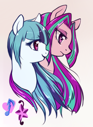 Size: 560x760 | Tagged: safe, artist:samonferrari, aria blaze, sonata dusk, pony, equestria girls, g4, my little pony equestria girls: rainbow rocks, duo, equestria girls ponified, ponified, portrait, profile