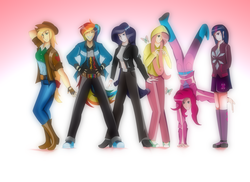 Size: 3507x2550 | Tagged: safe, artist:ihamza995, applejack, fluttershy, pinkie pie, rainbow dash, rarity, twilight sparkle, human, g4, clothes, converse, high res, humanized, mane six, shoes