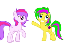 Size: 1200x675 | Tagged: safe, artist:midnightbron3, oc, oc only, oc:silent song, cute, duo, ponysona, simple background, transparent background