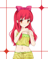 Size: 1000x1214 | Tagged: safe, artist:d-tomoyo, apple bloom, human, g4, adorabloom, belly button, blushing, cute, female, humanized, midriff, solo