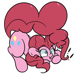 Size: 1280x1280 | Tagged: safe, artist:turtlefarminguy, pinkie pie, earth pony, pony, g4, :p, cute, diapinkes, exclamation point, female, silly, simple background, solo, tongue out, white background