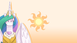 Size: 5760x3237 | Tagged: safe, artist:dracojayproduct, princess celestia, g4, female, mug, solo, sun, wallpaper