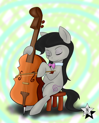 Size: 2400x2977 | Tagged: safe, artist:wodahseht, octavia melody, g4, cello, eyes closed, female, high res, musical instrument, solo, stool