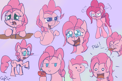 Size: 3000x2000 | Tagged: safe, artist:godofsteak, pinkie pie, g4, apple, expressions, high res