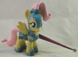 Size: 2945x2145 | Tagged: safe, artist:gryphyn-bloodheart, fluttershy, pegasus, pony, g4, armor, brushable, commission, crystal guard armor, customized toy, high res, irl, jousting, jousting outfit, lance, photo, sculpted, toy