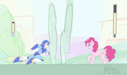 Size: 1280x754 | Tagged: safe, artist:jonfawkes, pinkie pie, g4, 30 minute art challenge, crossover, mega man (series), megaman x