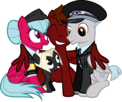 Size: 2410x2017 | Tagged: safe, artist:outlawedtofu, oc, oc only, oc:astral, oc:mach, oc:ruby star, oc:silverbolt, fallout equestria, fallout equestria: outlaw, family, female, filly, high res, simple background, transparent background, vector, younger