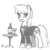 Size: 800x800 | Tagged: safe, artist:johnjoseco, berry punch, berryshine, g4, alcohol, artifact, bottle, bowtie, clothes, female, glass, grayscale, jacket, monochrome, solo, table, wine