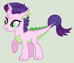 Size: 1496x1272 | Tagged: safe, artist:unoriginai, oc, oc only, dracony, dragon, hybrid, pony, unicorn, female, interspecies offspring, mare, offspring, parent:rarity, parent:spike, parents:sparity, simple background