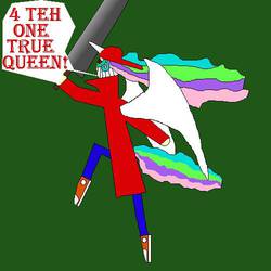 Size: 500x500 | Tagged: safe, artist:fatfan12345, princess celestia, oc, demon, human, g4, brony, knife, ms paint