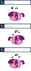 Size: 645x1473 | Tagged: safe, artist:pekou, twilight sparkle, pony, unicorn, ask my little chubbies, g4, ask, chubbie, comic, cute, dancing, eyes closed, female, mare, open mouth, open smile, smiling, solo, tumblr, twiabetes, unicorn twilight