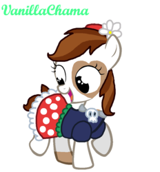 Size: 862x927 | Tagged: safe, artist:mappymaples, artist:starryoak, pipsqueak, earth pony, pony, g4, clothes, dress, flower, flower in hair, necklace, pipi, rule 63, simple background, skull, transparent background