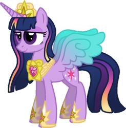 Size: 739x750 | Tagged: safe, artist:starryoak, twilight sparkle, alicorn, pony, g4, alternate universe, colored wings, female, gradient wings, hoof shoes, jewelry, mare, older, peytral, regalia, simple background, solo, tiara, transparent background, twilight sparkle (alicorn)