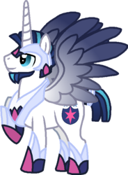 Size: 510x693 | Tagged: safe, artist:selenaede, artist:starryoak, shining armor, alicorn, pony, g4, alicornified, male, older, prince shining armor, race swap, raised hoof, shiningcorn, simple background, solo, transparent background