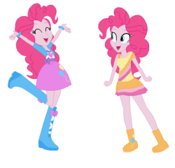 Size: 642x617 | Tagged: safe, artist:berrypunchrules, pinkie pie, human, equestria girls, g4, alternate clothes, balloon, boots, bracelet, clothes, high heel boots, human counterpart, humanized, jewelry, looking at you, pony counterpart, raised leg, self ponidox, skirt