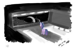 Size: 1216x832 | Tagged: safe, artist:zlack3r, twilight sparkle, g4, female, solo, space, spaceship