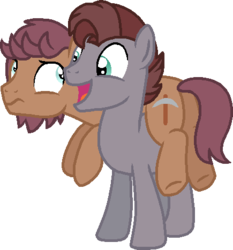 Size: 435x467 | Tagged: safe, artist:ribbetlion, artist:starryoak, oc, oc only, oc:flint coal, oc:seddie pie, earth pony, pony, gift art, offspring, parent:maud pie, parent:sourpuss, simple background, transparent background