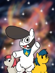 Size: 768x1024 | Tagged: safe, artist:fluffsplosion, fluffy pony, dandelion, dandelion fluffy, pompadour, space dandy