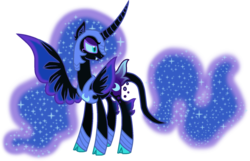 Size: 1742x1123 | Tagged: safe, artist:starryoak, nightmare moon, alicorn, pony, g4, ethereal mane, female, leonine tail, redesign, simple background, solo, starry mane, transparent background