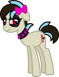 Size: 396x518 | Tagged: safe, artist:starryoak, oc, oc only, oc:knuckle sandwich, earth pony, pony, alternate universe, bow, hair bow, makeup, offspring, parent:cheese sandwich, parent:vinyl scratch, simple background, transparent background