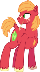 Size: 618x1100 | Tagged: safe, artist:starryoak, big macintosh, earth pony, pony, g4, chest fluff, hay, male, redesign, simple background, solo, stallion, straw in mouth, transparent background, unshorn fetlocks