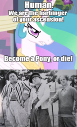 Size: 802x1323 | Tagged: safe, larry, alicorn, human, pony, fanfic:the conversion bureau, a canterlot wedding, g4, my little pony: friendship is magic, curly howard, exploitable meme, jerome lester horwitz, larry fine, louis feinberg, meme, moe, moe howard, moses horwitz, the conversion bureau, the three stooges, xenolestia