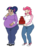 Size: 1500x2000 | Tagged: dead source, safe, artist:bigponiesinc, pinkie pie, twilight sparkle, human, ask feedee twilight, g4, belly, breasts, cake, chubby, converse, cute, fat, feedee, feeder, female, food, humanized, lesbian, red velvet cake, ship:twinkie, shipping, simple background, thighlight sparkle, transparent background, twilard sparkle, weight gain