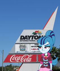 Size: 1737x2048 | Tagged: safe, sonata dusk, equestria girls, g4, my little pony equestria girls: rainbow rocks, daytona usa, equestria girls in real life, female, nascar, photo, race track, racing, solo, vector